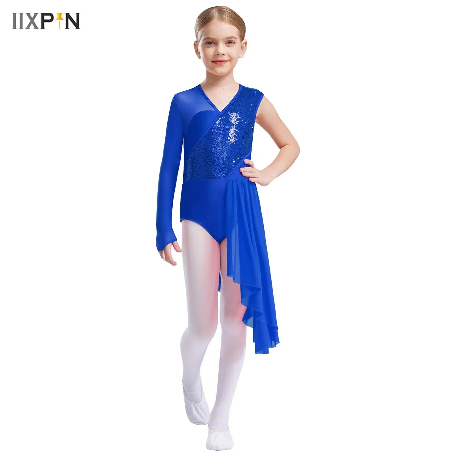 Kids Girls Modern Lyrical Dance Costume V-neck Sparkly Sequin Mesh Patchwork Asymmetrical Skirted Leotard Dress Ballet Dancewear
Kids Girls Modern Lyrical Dance Costume V-neck Sparkly Sequin Mesh Patchwork Asymmetrical Skirted Leotard Dress Ballet Dancewear