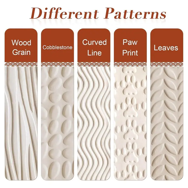 AB15-Wooden Texture Mud Roller Pattern Embossed Polymer Clay Rolling Pin Pottery Art Pressed Roller Rod
AB15-Wooden Texture Mud Roller Pattern Embossed Polymer Clay Rolling Pin Pottery Art Pressed Roller Rod