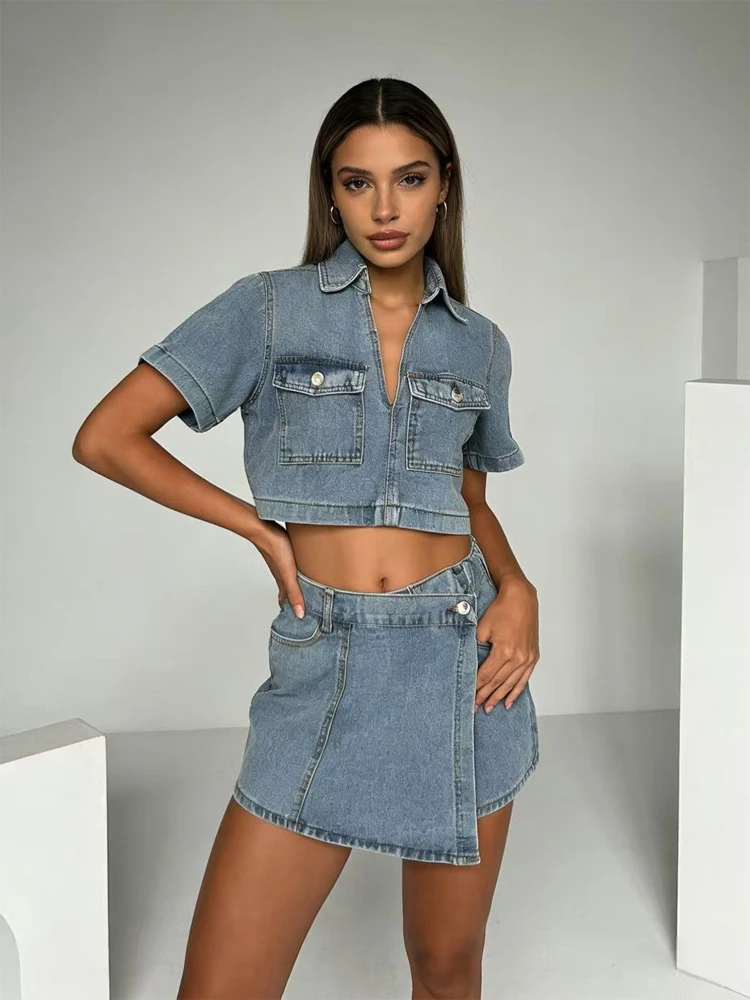 Lady Retro Wash Denim Slim Mini Skirt Set Women Casual Short Sleeve Lapel V-neck Crop Shirt Sets 2026 Daily Highstreet Dating
Lady Retro Wash Denim Slim Mini Skirt Set Women Casual Short Sleeve Lapel V-neck Crop Shirt Sets 2026 Daily Highstreet Dating