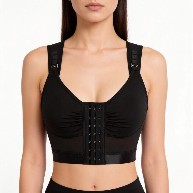 Front Closure Corset Top Women Black Wide Adjustable Strap V Neck Mesh Panel Waist Trainer Daily Shaper Bra
Front Closure Corset Top Women Black Wide Adjustable Strap V Neck Mesh Panel Waist Trainer Daily Shaper Bra