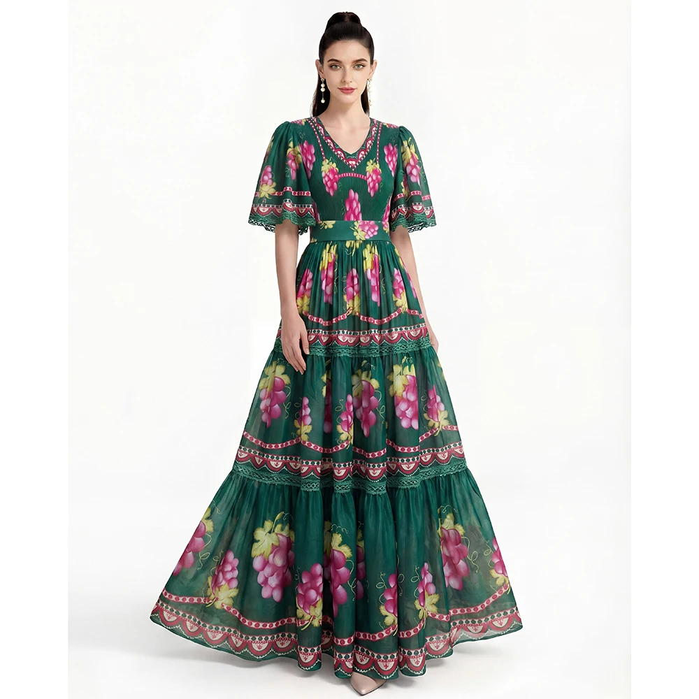 Floral Print Dress Elegant Loose Waist Polyester Fabric Blouse Sleeve Long Skirt Style V-Neck Daily Wear Spring Autumn
Floral Print Dress Elegant Loose Waist Polyester Fabric Blouse Sleeve Long Skirt Style V-Neck Daily Wear Spring Autumn