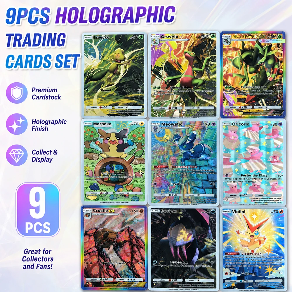 PTCG 9PCS Treecko Grovyle Mega Sceptile EX Holo Trading Card Collection Set Full Art Color Flash Cards for Collectors Gift
PTCG 9PCS Treecko Grovyle Mega Sceptile EX Holo Trading Card Collection Set Full Art Color Flash Cards for Collectors Gift