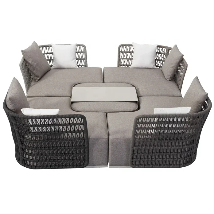 # Sectional Lounge Couch Furniture Outdoor Garden Aluminum Modular Rope Sofa Conversation Set On Sale #
# Sectional Lounge Couch Furniture Outdoor Garden Aluminum Modular Rope Sofa Conversation Set On Sale #