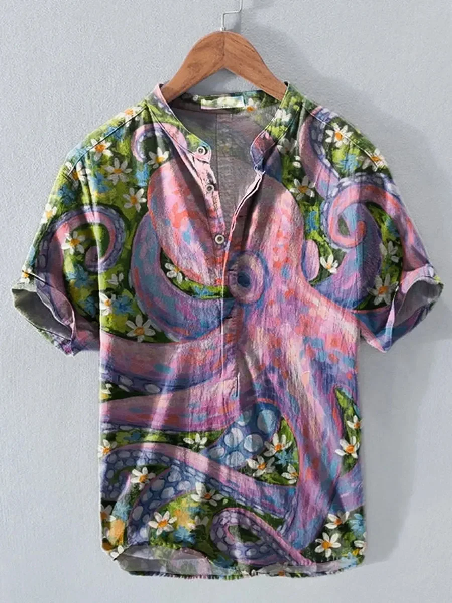 New artistic retro style short sleeved shirt men's beige base color contrasting geometric print casual shirt
New artistic retro style short sleeved shirt men's beige base color contrasting geometric print casual shirt