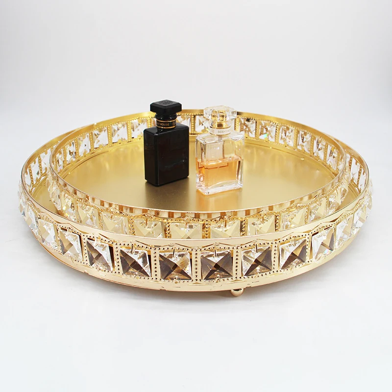 decoration tray metal glass mirror plate storage tray round crystal gold multi-functional single metal wall art
decoration tray metal glass mirror plate storage tray round crystal gold multi-functional single metal wall art