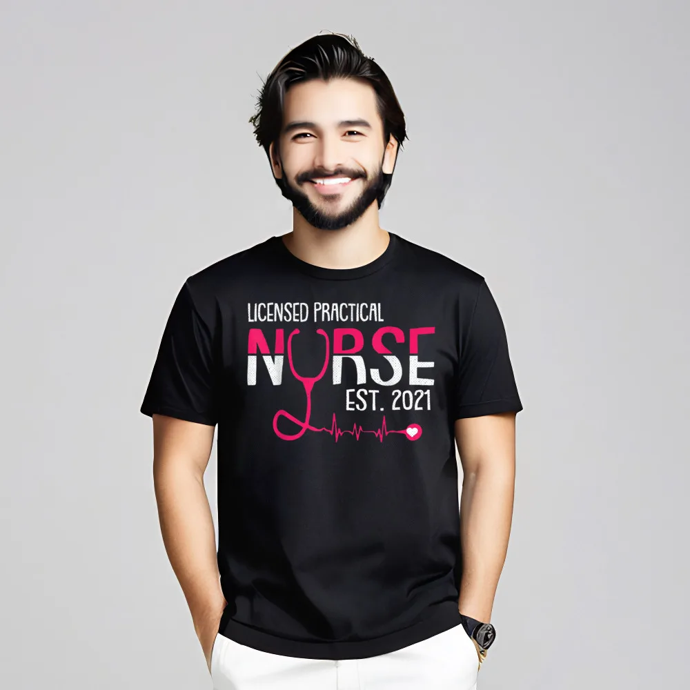 Normal Short Sleeve Tops Tees Lovers Day Funny O-Neck 100% Cotton Tops Shirt Mens T-Shirt Licensed Practical Nurse Est 2021
Normal Short Sleeve Tops Tees Lovers Day Funny O-Neck 100% Cotton Tops Shirt Mens T-Shirt Licensed Practical Nurse Est 2021