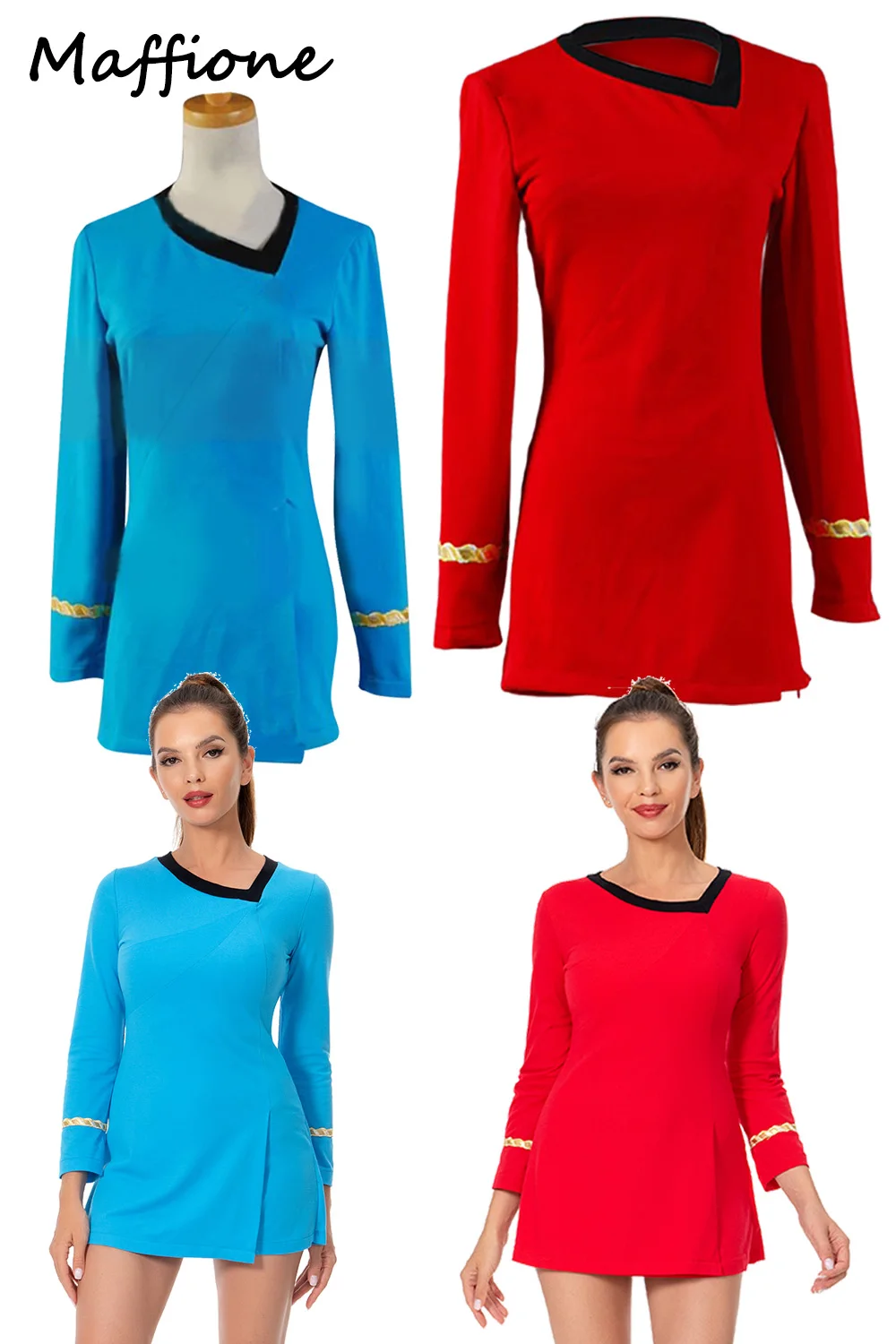Women TOS Cosplay Red Yellow Blue Dress Costumes TV Space Travel Roleplay Female Duty Uniform Halloween Disguise Party Suits
Women TOS Cosplay Red Yellow Blue Dress Costumes TV Space Travel Roleplay Female Duty Uniform Halloween Disguise Party Suits