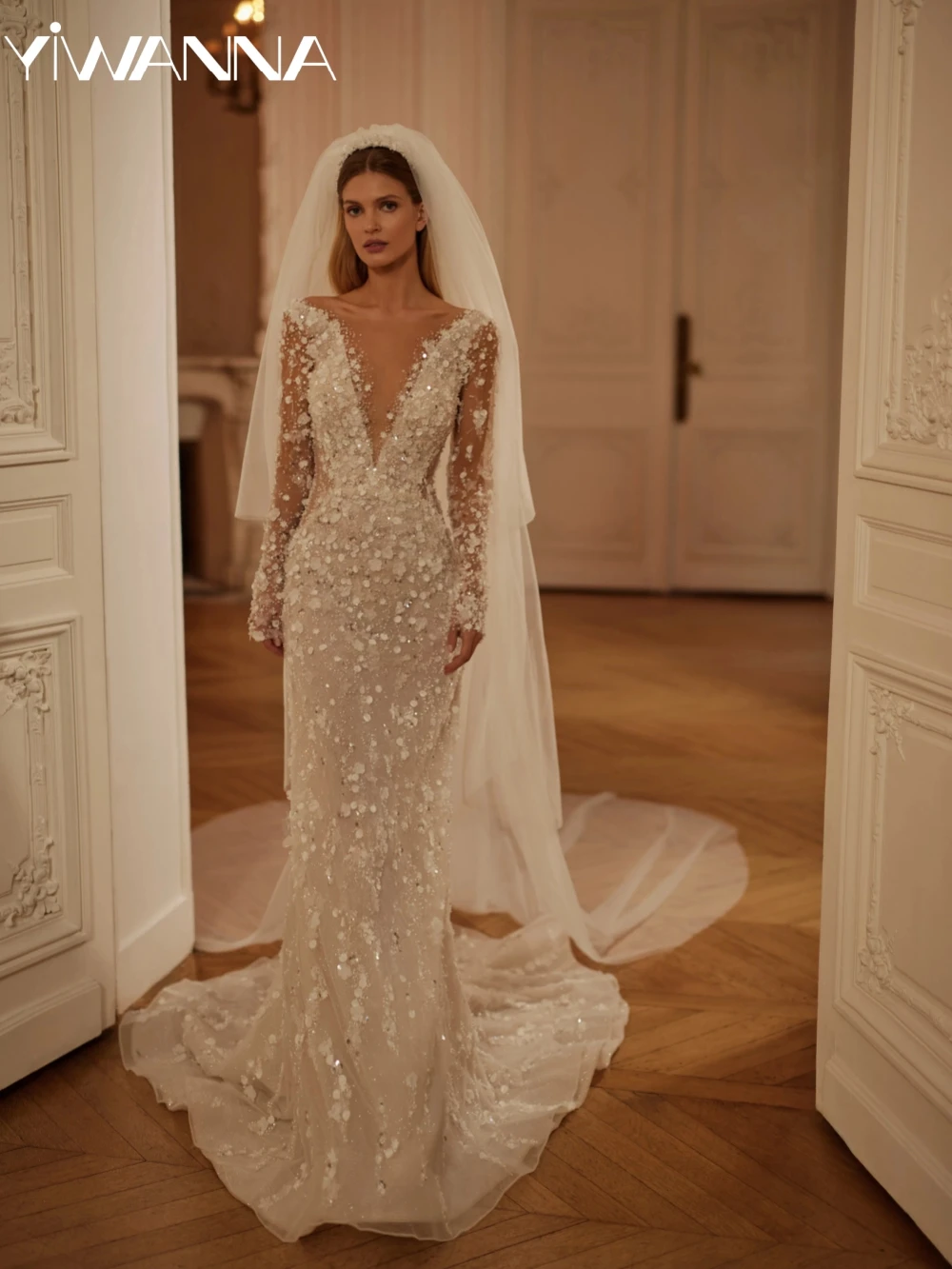 Dazzling Beaded Lace Appliques Wedding Dress Sexy Deep V-neck Backless Bridal Gown Customized Luxury Mermaid Dresses For Bride
Dazzling Beaded Lace Appliques Wedding Dress Sexy Deep V-neck Backless Bridal Gown Customized Luxury Mermaid Dresses For Bride