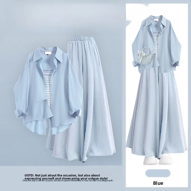 plus Size Tee-Piece Set Striped High Waist Wide Leg Pants Women's irt Jaet Combo Early Autumn Faion Outfit Korean Sle
plus Size Tee-Piece Set Striped High Waist Wide Leg Pants Women's irt Jaet Combo Early Autumn Faion Outfit Korean Sle