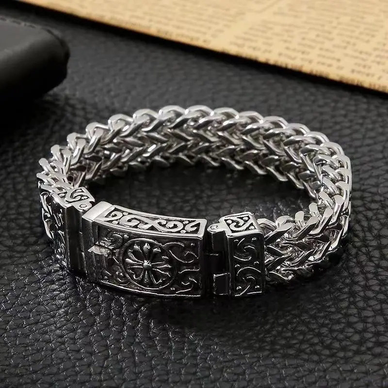2025 new retro bracelets made of old double row bracelets for men's trendy personality simple and generous thick bracelets
2025 new retro bracelets made of old double row bracelets for men's trendy personality simple and generous thick bracelets