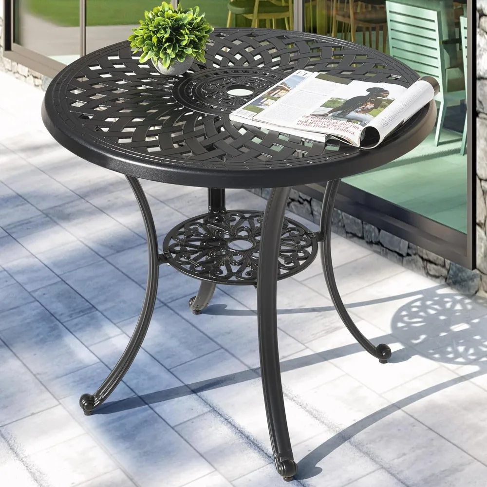 31" Round Patio Bistro Table, Cast Aluminum Round Outdoor Bistro Table with Umbrella Hole Customized
31" Round Patio Bistro Table, Cast Aluminum Round Outdoor Bistro Table with Umbrella Hole Customized