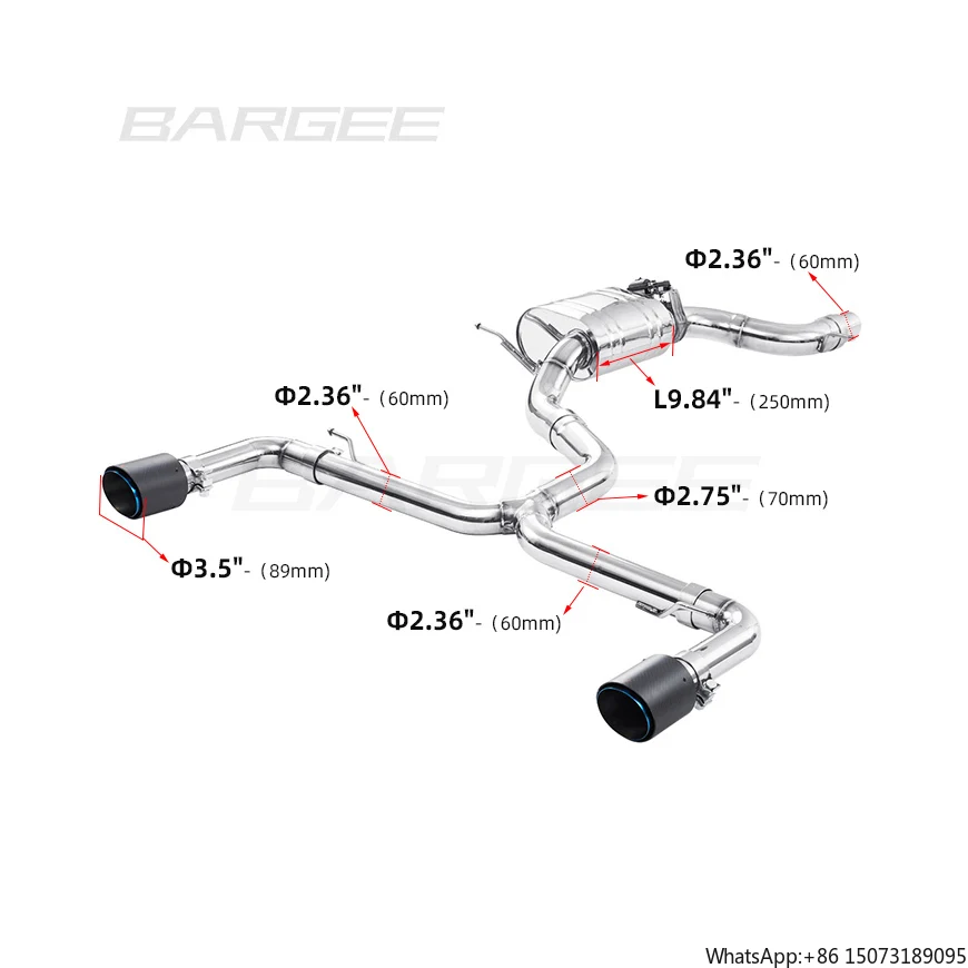 Выхлопная система Bargee 3.5 дюйма с одним карбоновым наконечником, Catback для GTI EA888 2.0T 2008~2013, с клапанной системой Valvetronic
Выхлопная система Bargee 3.5 дюйма с одним карбоновым наконечником, Catback для GTI EA888 2.0T 2008~2013, с клапанной системой Valvetronic