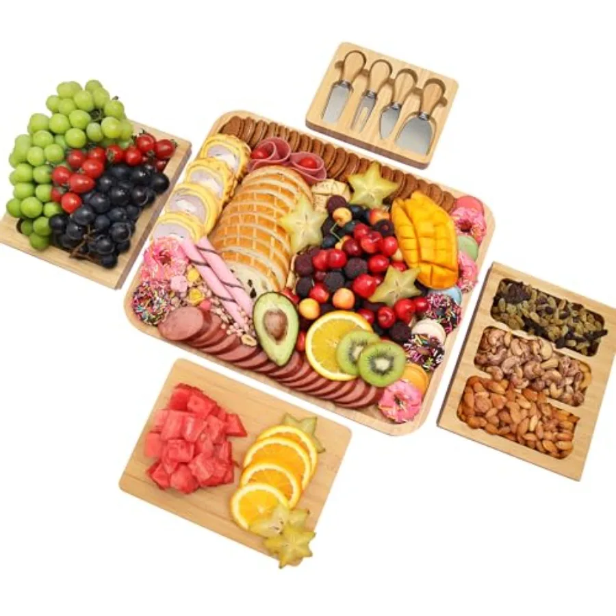 Charcuterie Board Cheese Tray Set with Stainless Steel Knives Slates and Bowls. Gift for Housewarming Wedding Couple Bridal Sho
Charcuterie Board Cheese Tray Set with Stainless Steel Knives Slates and Bowls. Gift for Housewarming Wedding Couple Bridal Sho