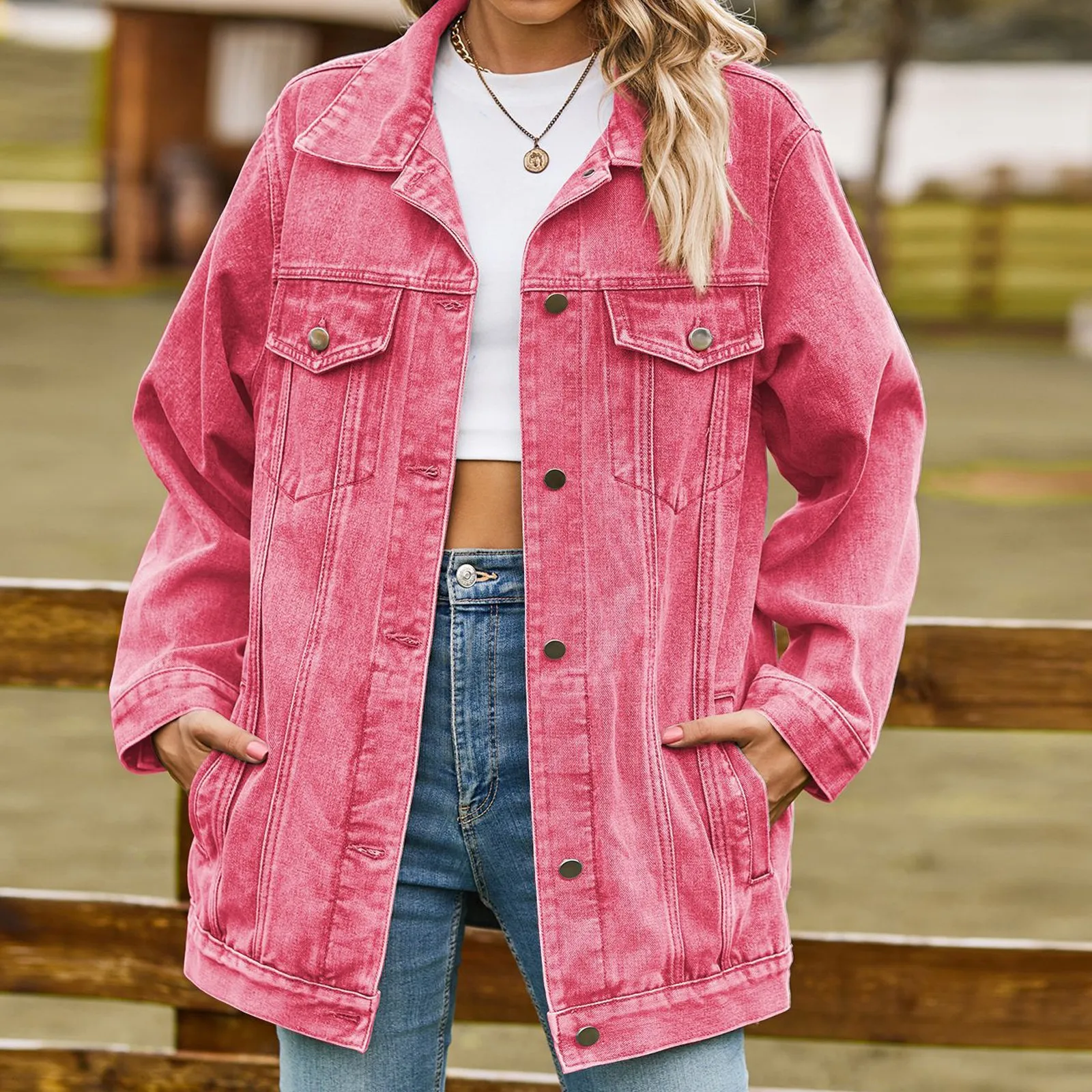 Women's Denim Jackets Long Sleeve Button Denim Jacket Loose Coats Autumn Tops Outerwear Fashion Female Streetwear
Women's Denim Jackets Long Sleeve Button Denim Jacket Loose Coats Autumn Tops Outerwear Fashion Female Streetwear