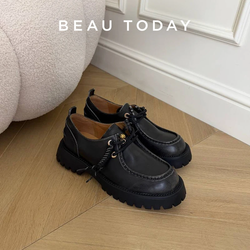 BEAUTODAY Fashion Loafers Women Calfskin Leather Round Toe Lace Up Thick Sole Bell Derbys Ladies Waxing Flats Handmade 21708
BEAUTODAY Fashion Loafers Women Calfskin Leather Round Toe Lace Up Thick Sole Bell Derbys Ladies Waxing Flats Handmade 21708