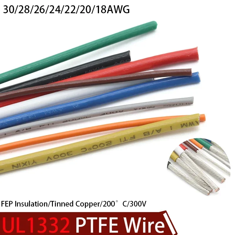 1Meter UL1332 PTFE Wire 30/28/26/24/22/20/18AWG FEP Plastic Insulated High Temperature Electronic Copper Cable For 3D Printer
1Meter UL1332 PTFE Wire 30/28/26/24/22/20/18AWG FEP Plastic Insulated High Temperature Electronic Copper Cable For 3D Printer
