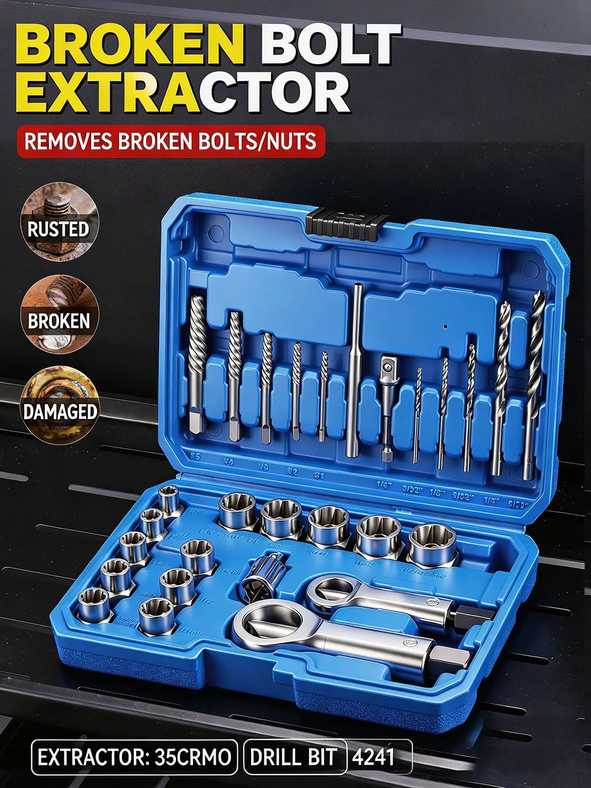 15/28/40Pcs Broken Bolt Extractor Set Stripped Nut Screw Remover Kit High Strength Alloy Steel Rust Damaged Screw Removal Tools
15/28/40Pcs Broken Bolt Extractor Set Stripped Nut Screw Remover Kit High Strength Alloy Steel Rust Damaged Screw Removal Tools