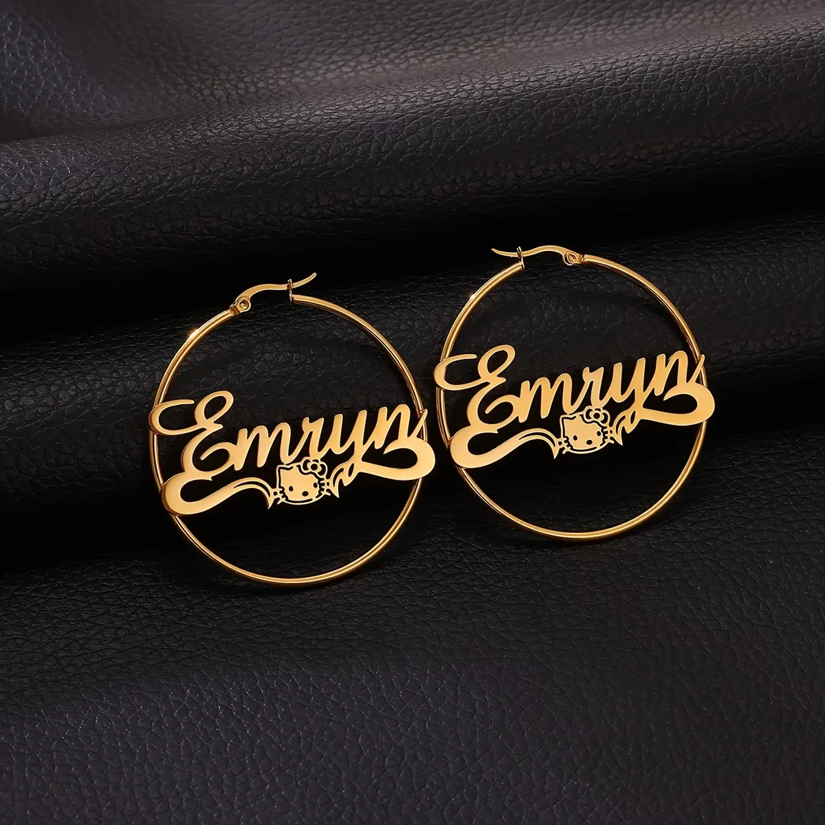 Custom Hello Kitty Name 50mm Hoop Earrings Personalized Stainless Steel Hoops For Women Girls Sanrio Jewelry Birthday Party Gift
Custom Hello Kitty Name 50mm Hoop Earrings Personalized Stainless Steel Hoops For Women Girls Sanrio Jewelry Birthday Party Gift