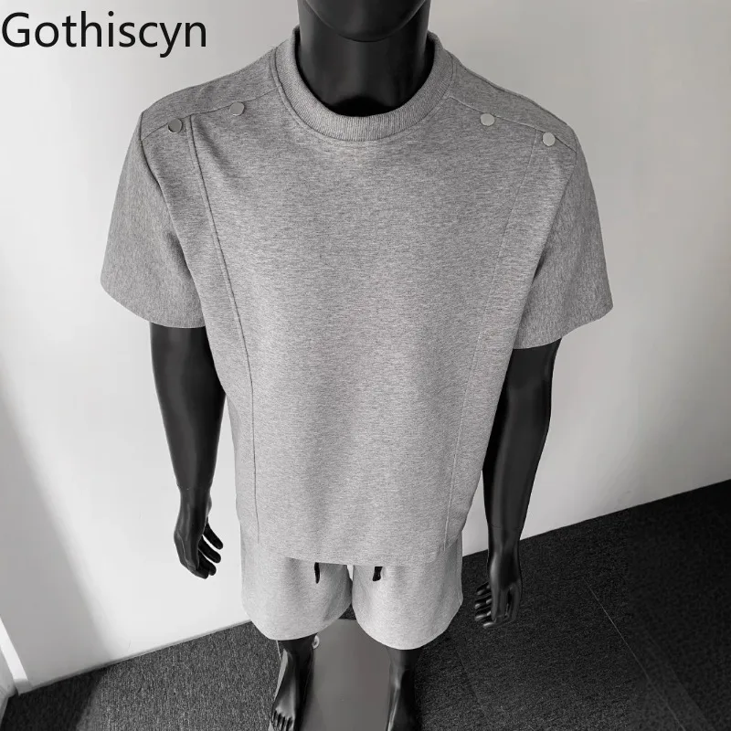 Gothiscyn American Casual Men's Set with Rivet Splicing Short Sleeved T-shirt Drawstring Shorts Two-piece Set Female Clothes
Gothiscyn American Casual Men's Set with Rivet Splicing Short Sleeved T-shirt Drawstring Shorts Two-piece Set Female Clothes