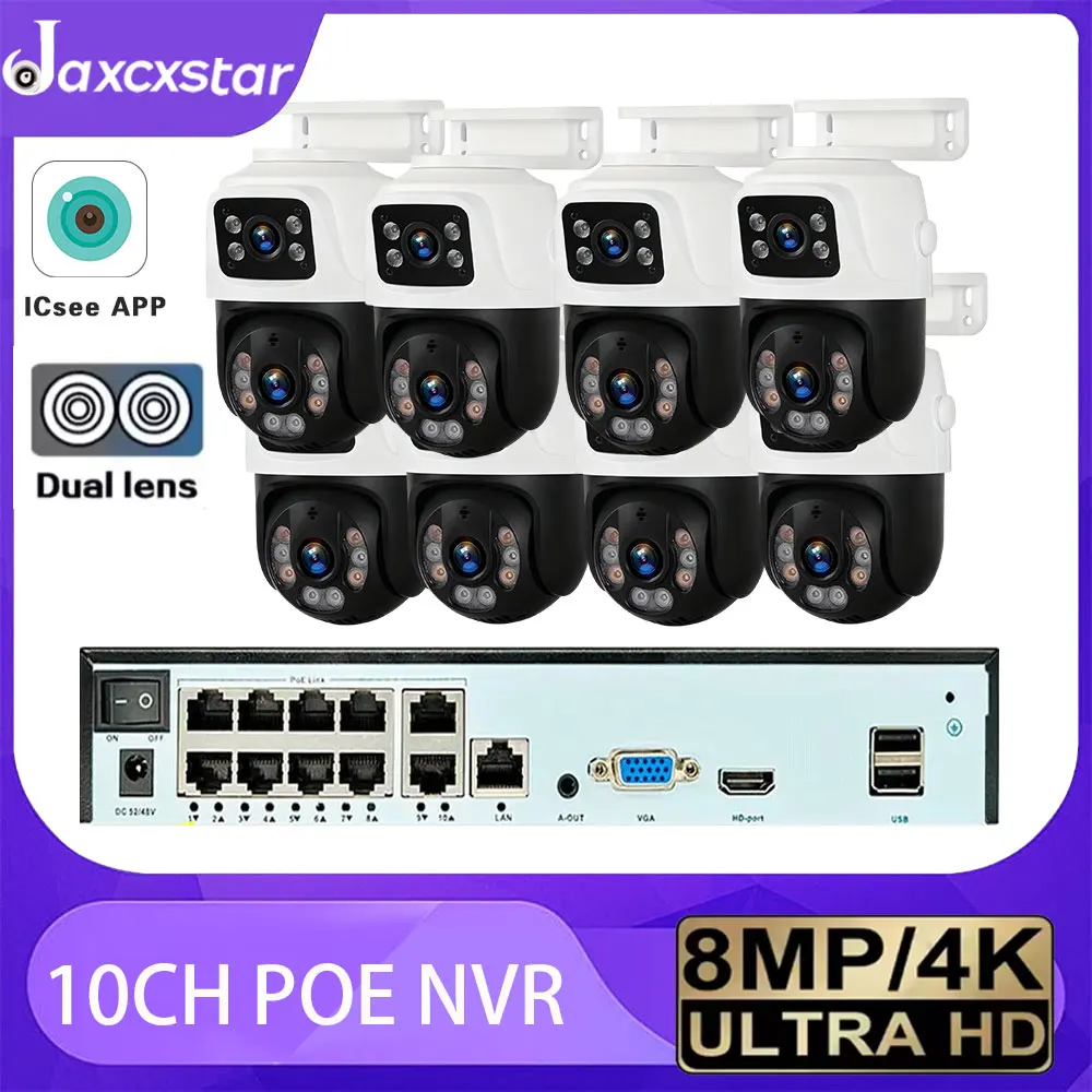 4K 8MP HD POE Surveillance 10CH Camera System Dual Lens PTZ IP Home Security 10CH POE NVR Video H.265 CCTV Kit
4K 8MP HD POE Surveillance 10CH Camera System Dual Lens PTZ IP Home Security 10CH POE NVR Video H.265 CCTV Kit
