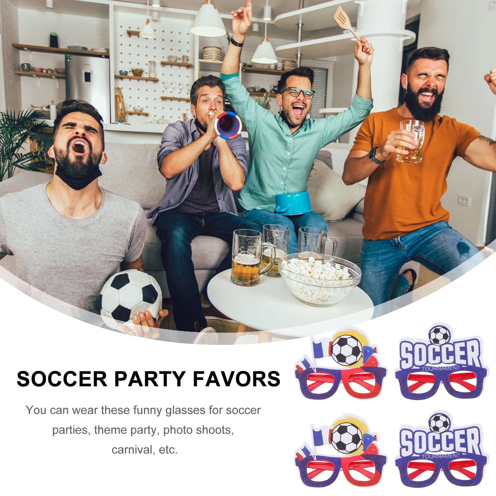 4Pcs Football Party Glasses Unique Design for Sports Events and Photo Opportunities
4Pcs Football Party Glasses Unique Design for Sports Events and Photo Opportunities