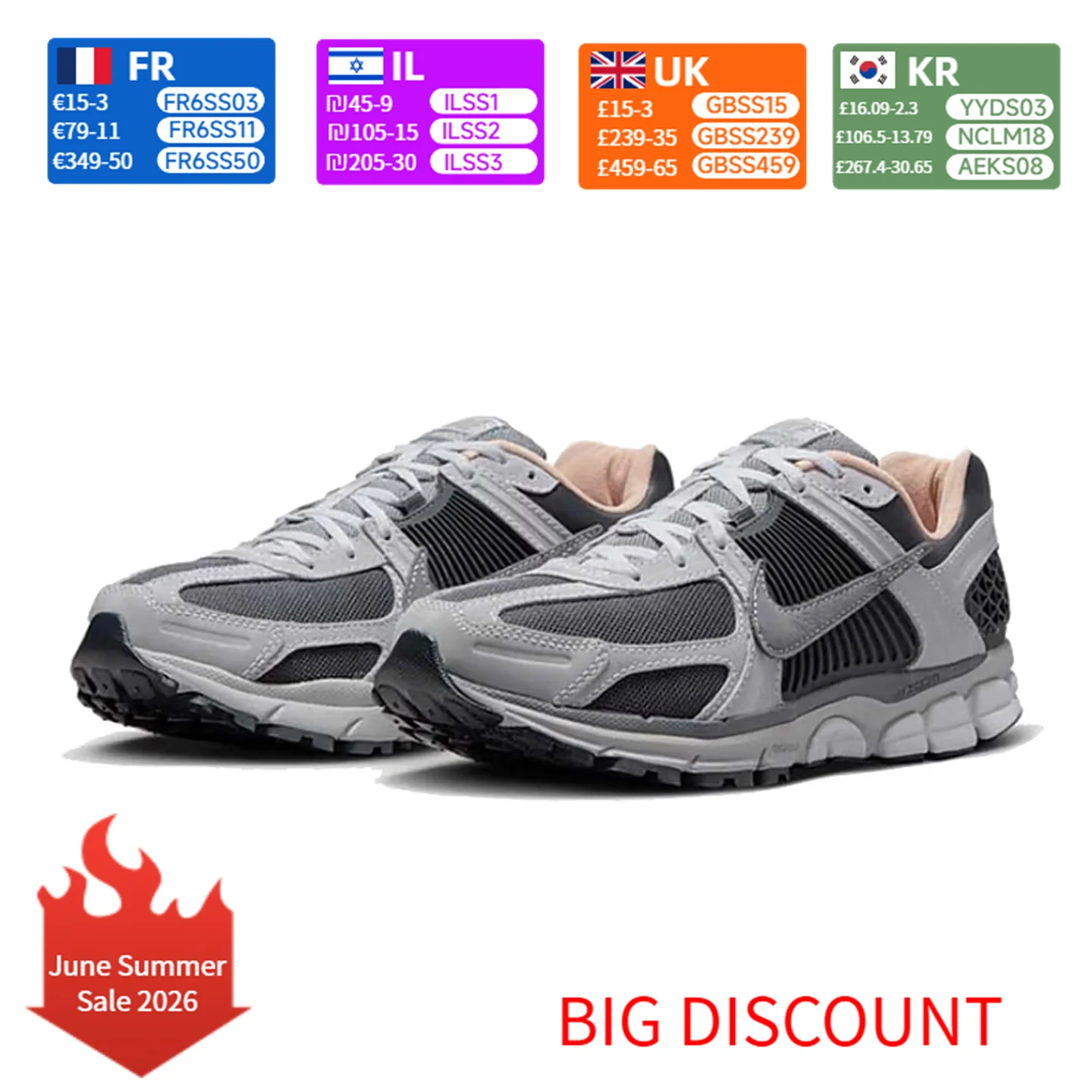 Nike Zoom Vomero 5 Soft, Comfortable, Slip-Resistant, Durable Low-Cut Running Shoes for Men Gray/Black HV5982-001
Nike Zoom Vomero 5 Soft, Comfortable, Slip-Resistant, Durable Low-Cut Running Shoes for Men Gray/Black HV5982-001
