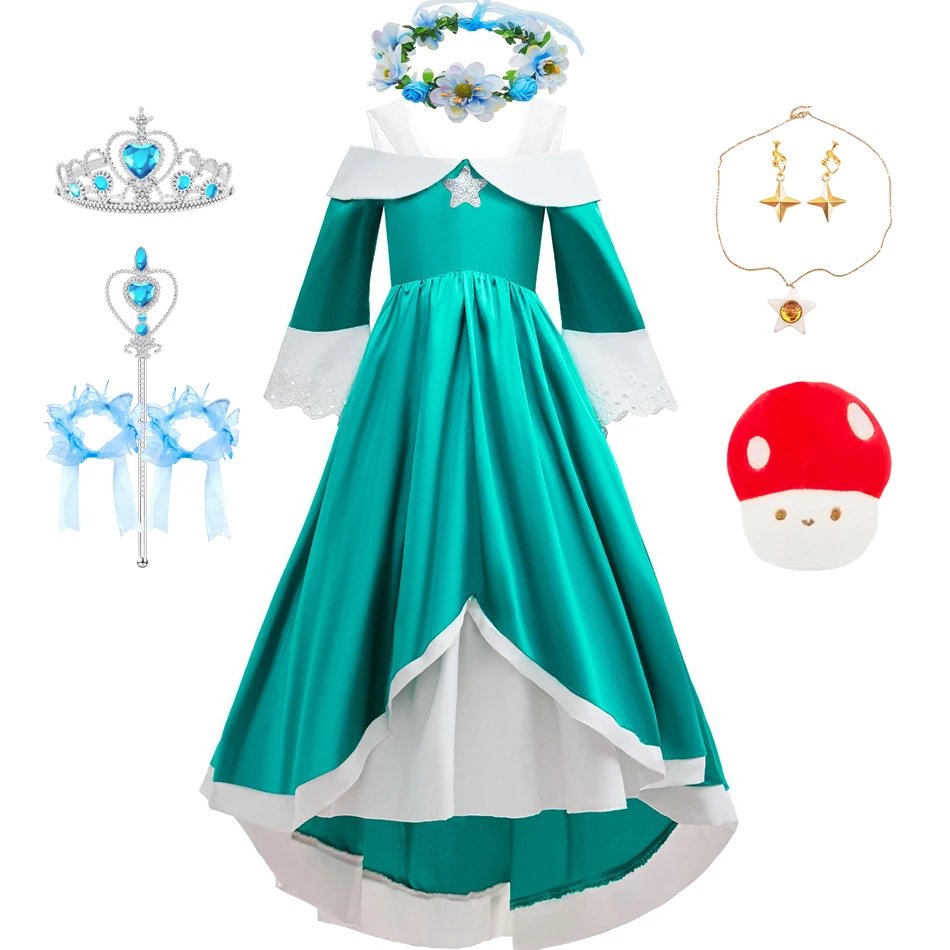 Kids Rosalina Cosplay Dress Girls Satin Long Sleeve Dress with Full Accessory Kit Perfect for Halloween Cosplay Themed Parties
Kids Rosalina Cosplay Dress Girls Satin Long Sleeve Dress with Full Accessory Kit Perfect for Halloween Cosplay Themed Parties