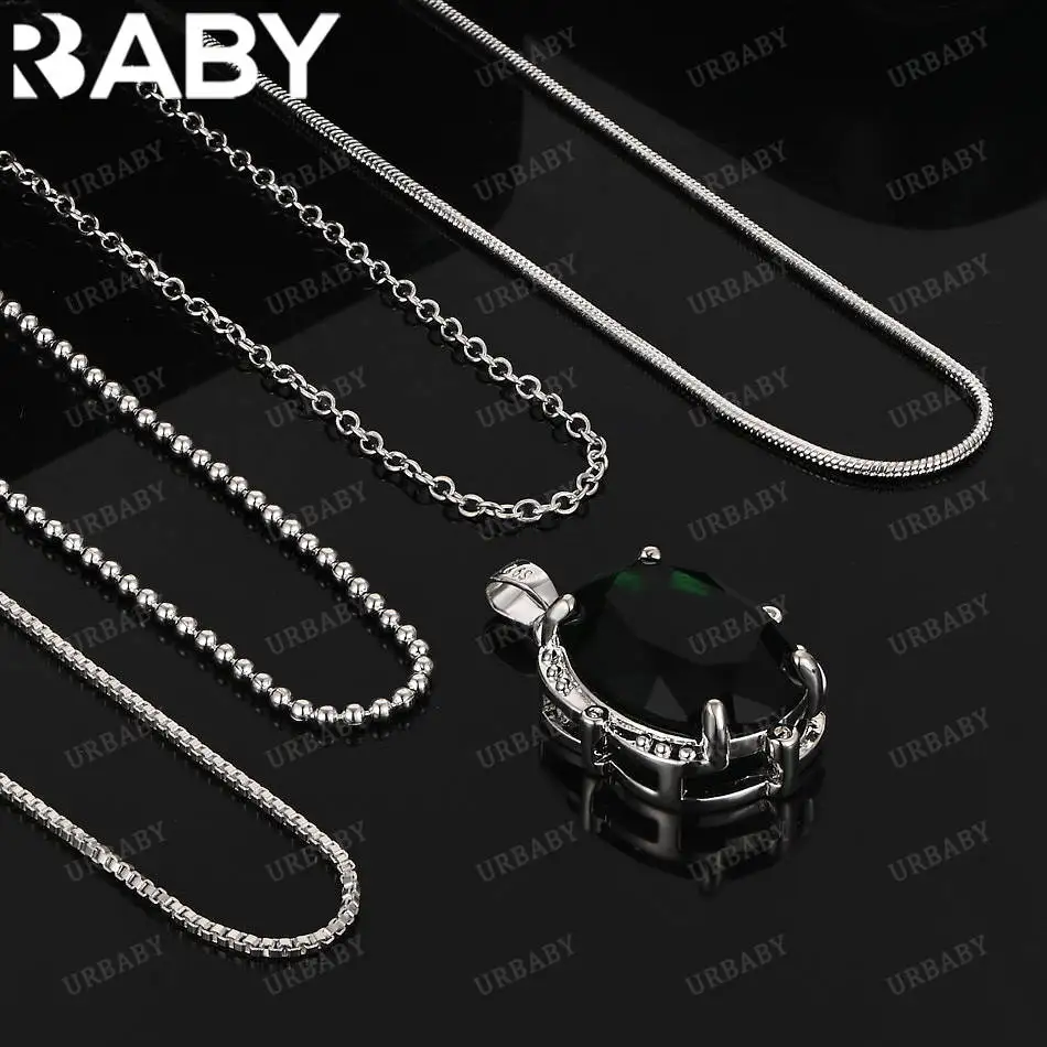 URBABY 40-75cm 925 Sterling Silver Green Zircon Pendant Necklace For Women Men Charm Trend Birthday Gifts Fashion Party
URBABY 40-75cm 925 Sterling Silver Green Zircon Pendant Necklace For Women Men Charm Trend Birthday Gifts Fashion Party