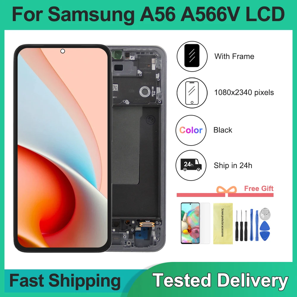 For Samsung A56 5G AMOLED LCD Touch Screen Replacement with Frame Compatible with SM-A566B SM-A566E Display for Samsung A56
For Samsung A56 5G AMOLED LCD Touch Screen Replacement with Frame Compatible with SM-A566B SM-A566E Display for Samsung A56