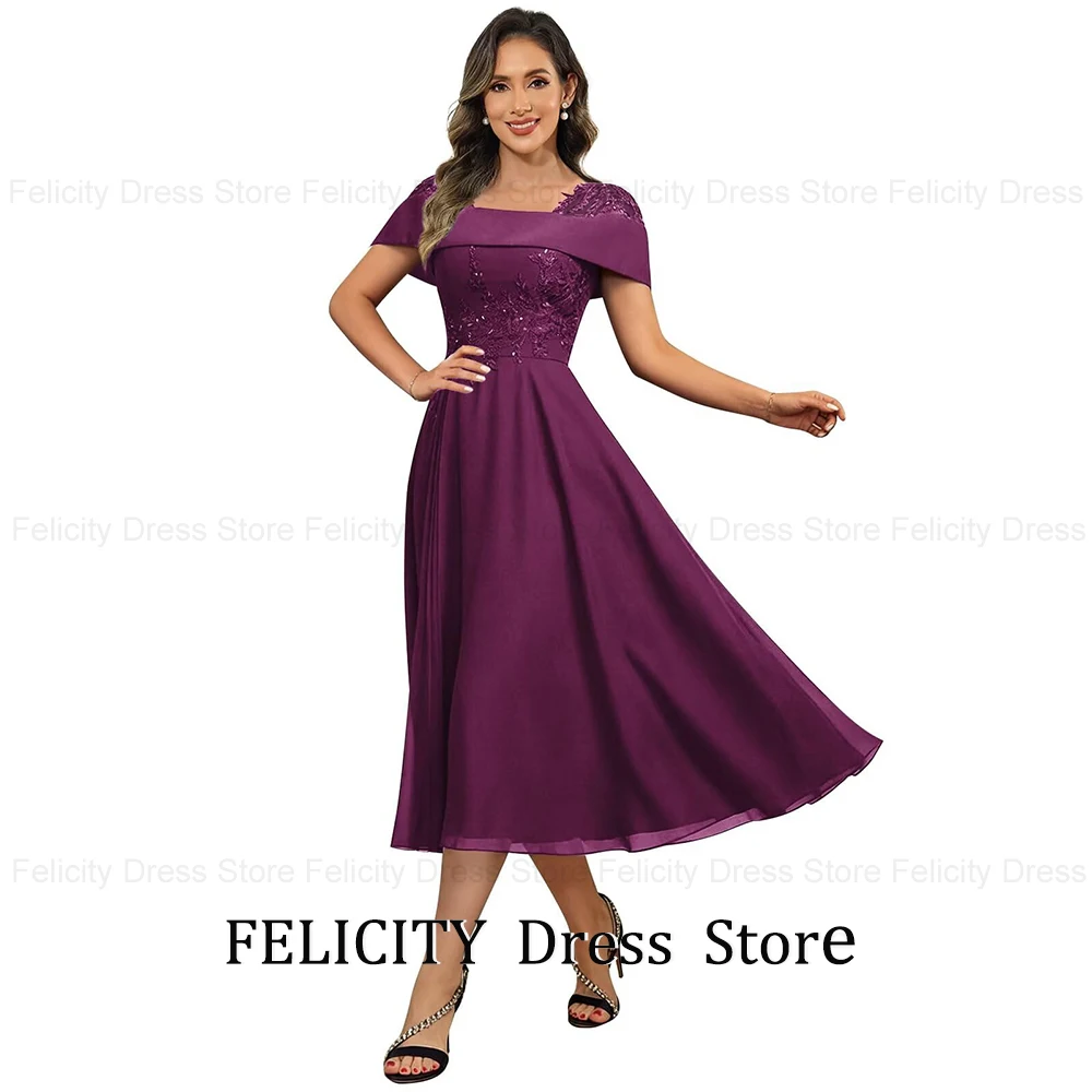 FELICITY Customized Short Elegant Mother of the Bride Dress 2026 A-Line Chiffon Applique Sequins Tea-Length Wedding Guest Dress
FELICITY Customized Short Elegant Mother of the Bride Dress 2026 A-Line Chiffon Applique Sequins Tea-Length Wedding Guest Dress