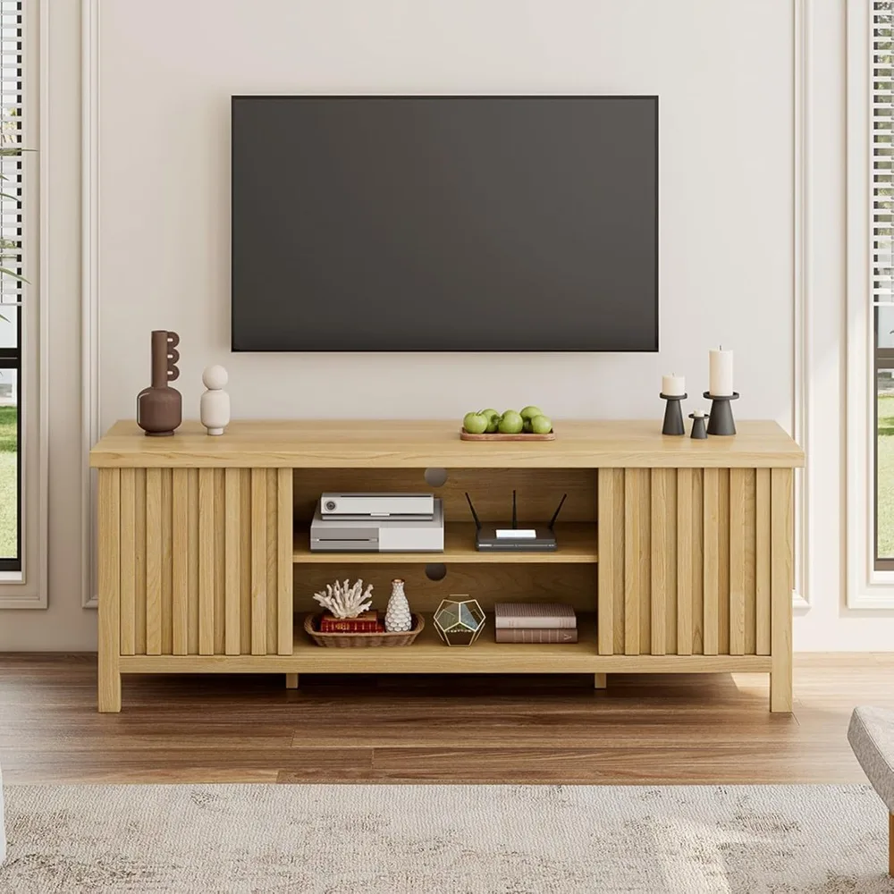 TV Stand for 55/60/65 inch TV, Modern Entertainment Center with Storage, Wood Media Console with Fluted Sliding Door
TV Stand for 55/60/65 inch TV, Modern Entertainment Center with Storage, Wood Media Console with Fluted Sliding Door