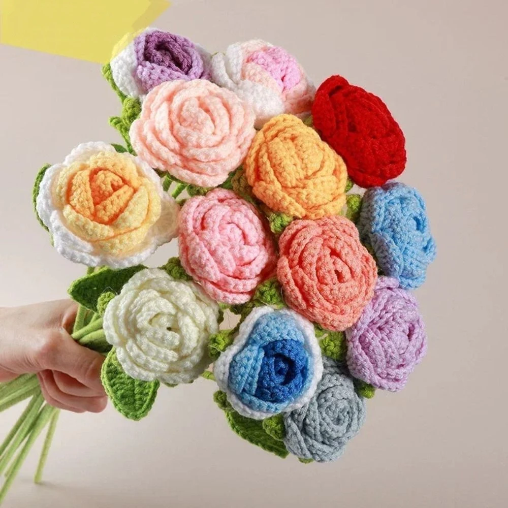 Finished Knitting Rose Woven Gradient Braided Fake Flowers Handmade Table Ornament Crochet Bouquet Decoration Home Table Decor
Finished Knitting Rose Woven Gradient Braided Fake Flowers Handmade Table Ornament Crochet Bouquet Decoration Home Table Decor