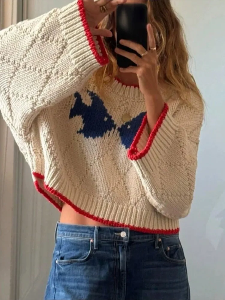Fashion Print Knit Sweater For Women Casual Long Sleeve O Neck Pullovers Loose Sweaters Tops Lady Holiday Streetwear Clothes New
Fashion Print Knit Sweater For Women Casual Long Sleeve O Neck Pullovers Loose Sweaters Tops Lady Holiday Streetwear Clothes New