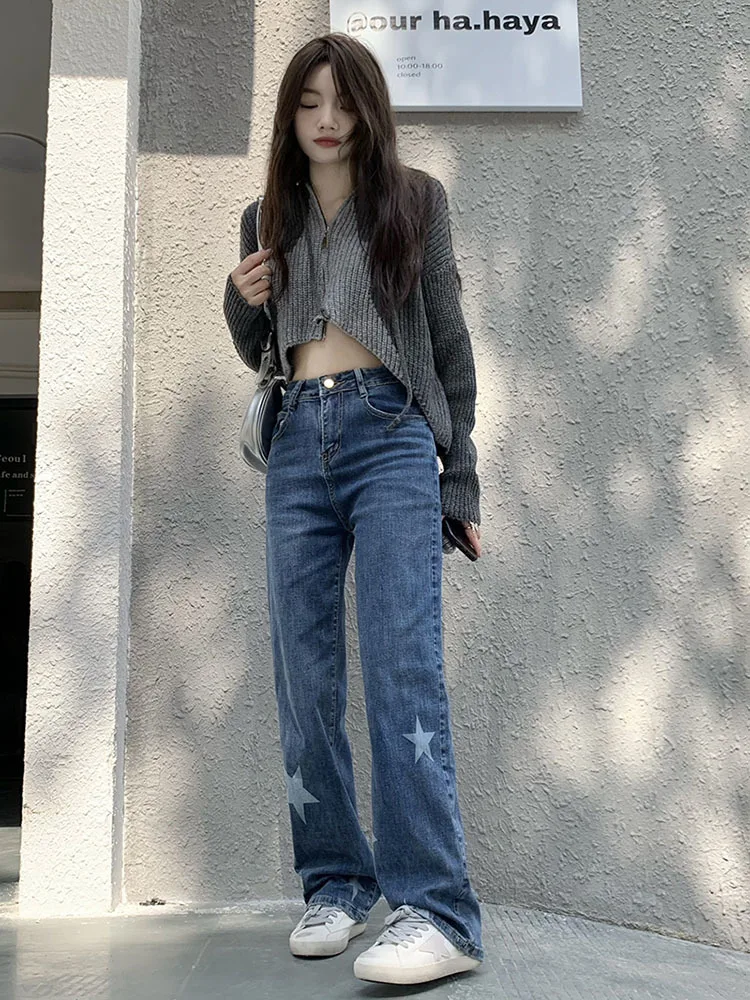 New High Waist Straight Jeans Women Star pattern Vintage Classic Boyfriend High Street Full Length Denim Pants 2023
New High Waist Straight Jeans Women Star pattern Vintage Classic Boyfriend High Street Full Length Denim Pants 2023