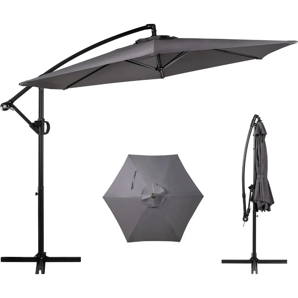 Dark Gray Patio Offset Umbrella With Easy Tilt, Crank & Cross Base, Outdoor Cantilever Sunshade
Dark Gray Patio Offset Umbrella With Easy Tilt, Crank & Cross Base, Outdoor Cantilever Sunshade