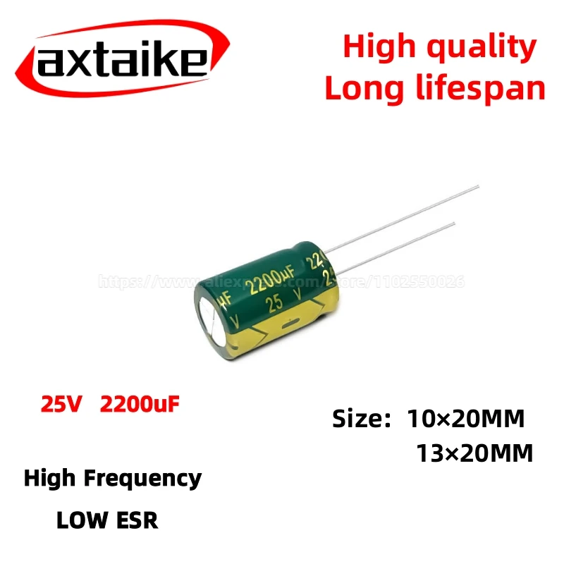 10PCS 25V2200uF Aluminum Capacitor, High Frequency Low ESR 105°C Radial for Power Supply Size:10×20MM 13×20MM
10PCS 25V2200uF Aluminum Capacitor, High Frequency Low ESR 105°C Radial for Power Supply Size:10×20MM 13×20MM