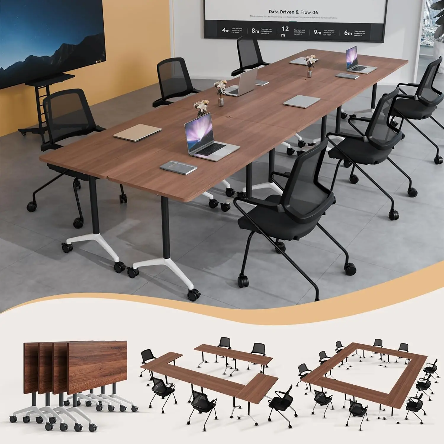 4ft Foldable Conference Table Mobile Meeting Desk 6-Person Training Room 47in Walnut, Customized
4ft Foldable Conference Table Mobile Meeting Desk 6-Person Training Room 47in Walnut, Customized