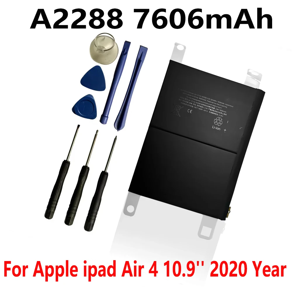 A2288 3.8V 28.6Whr 7606mAh Tablet Battery For Apple ipad Air 4 10.9'' 2020 Year A2316 A2324 A2325 A2072
A2288 3.8V 28.6Whr 7606mAh Tablet Battery For Apple ipad Air 4 10.9'' 2020 Year A2316 A2324 A2325 A2072