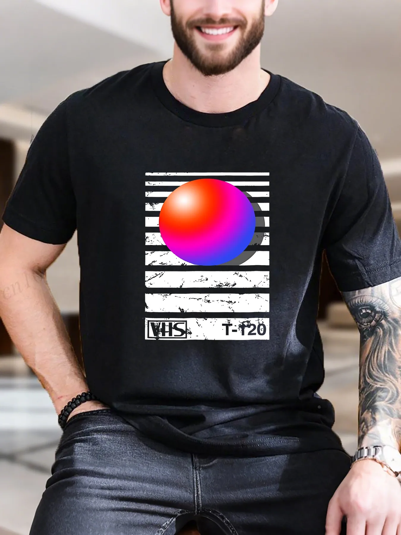 New Arrival Fashion Men's Printed Short Sleeve T-Shirt Summer Pure Cotton Comfortable Casual Trendy Red Blue Ball with Black Stripes
New Arrival Fashion Men's Printed Short Sleeve T-Shirt Summer Pure Cotton Comfortable Casual Trendy Red Blue Ball with Black Stripes