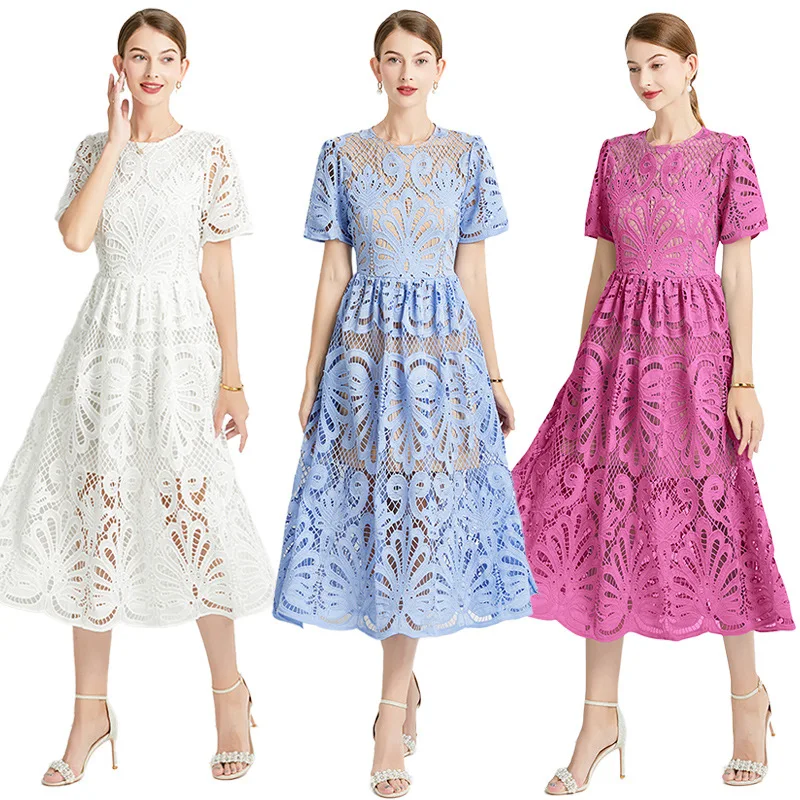 2025 Hollow Design Stitching Water Soluble Lace Waist Slimming Solid Color Dress C001
2025 Hollow Design Stitching Water Soluble Lace Waist Slimming Solid Color Dress C001
