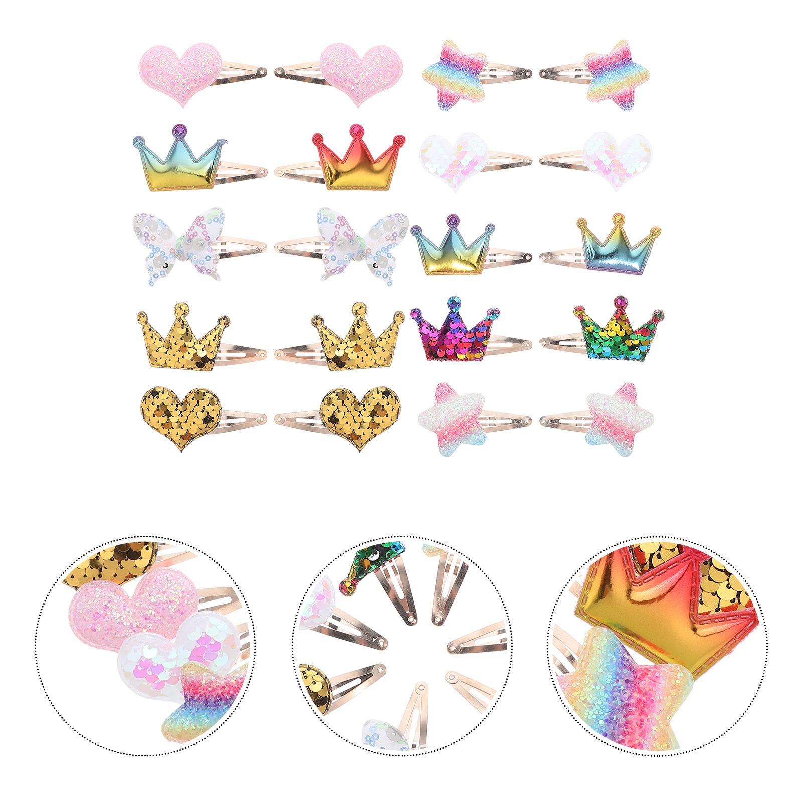 Glitter Hair Clips Gradient Sequin Butterfly Heart Crown Shaped Sparkling Snap Pins For Kids Party Festival Hair
Glitter Hair Clips Gradient Sequin Butterfly Heart Crown Shaped Sparkling Snap Pins For Kids Party Festival Hair