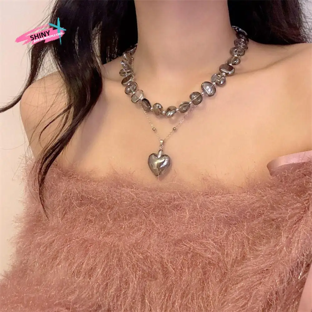 Simple Beaded Necklace Exaggerate Double Layer Transparent Beads Necklace Neck Jewelry Irregular Heart Pendant Necklace Party
Simple Beaded Necklace Exaggerate Double Layer Transparent Beads Necklace Neck Jewelry Irregular Heart Pendant Necklace Party