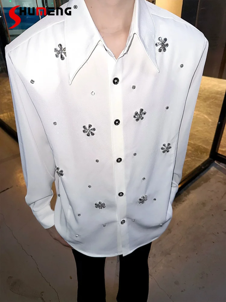 2026 Men's Summer New Light Luxury Fashion Tops Flower Rhinestone Solid Color Handsome Shirts Men's High-end Long Sleeve Shirts
2026 Men's Summer New Light Luxury Fashion Tops Flower Rhinestone Solid Color Handsome Shirts Men's High-end Long Sleeve Shirts