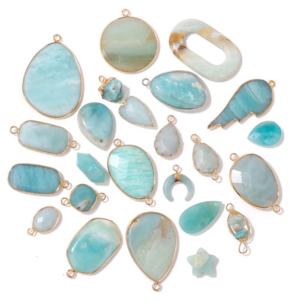 Natural Blue Amazonite Stone Charms Pendant Flat Round Heart Pendants Connector For Jewelry Making Necklace Earrings Accessories
Natural Blue Amazonite Stone Charms Pendant Flat Round Heart Pendants Connector For Jewelry Making Necklace Earrings Accessories