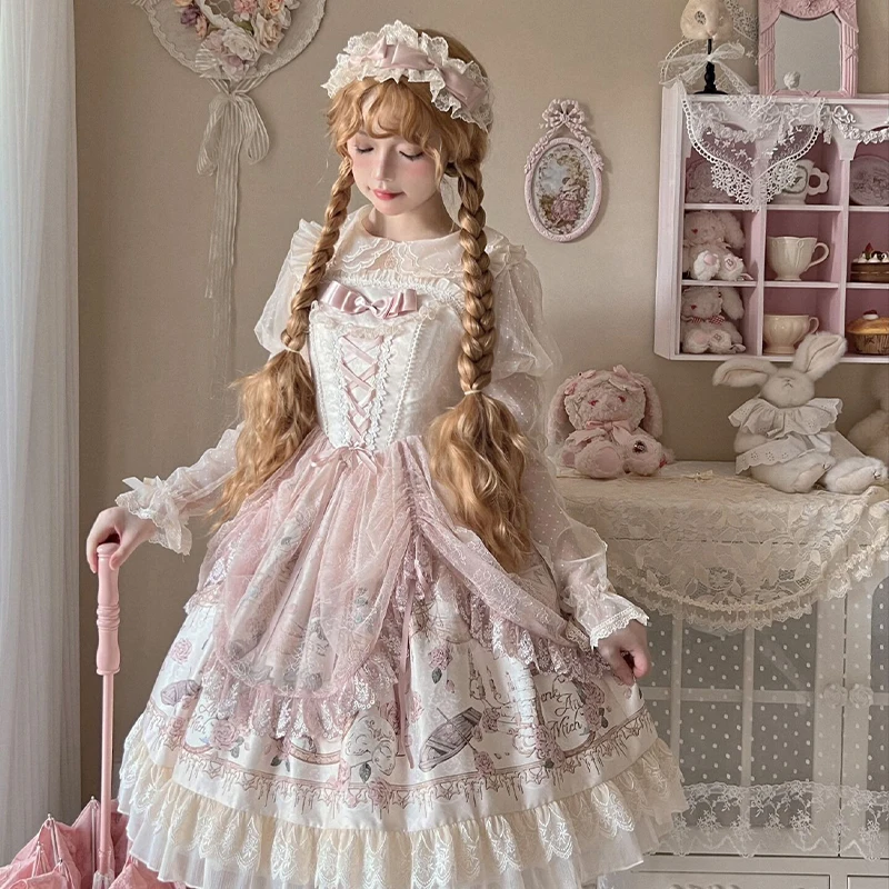 Lolita OP Dress Women Kawaii Lace Peter Pan Collar Bunny Ear Fairy Dresses Girls Cartoon Print Party DressJapanese Sweet Anime
Lolita OP Dress Women Kawaii Lace Peter Pan Collar Bunny Ear Fairy Dresses Girls Cartoon Print Party DressJapanese Sweet Anime