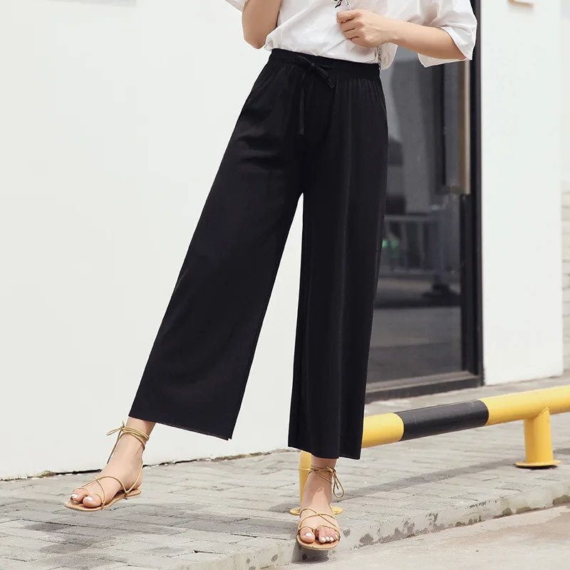 High Waist Draped Ice Silk Knitted Wide Leg Pants Cloud Pattern Casual Trousers for Women Spring Summer New Arrival
High Waist Draped Ice Silk Knitted Wide Leg Pants Cloud Pattern Casual Trousers for Women Spring Summer New Arrival