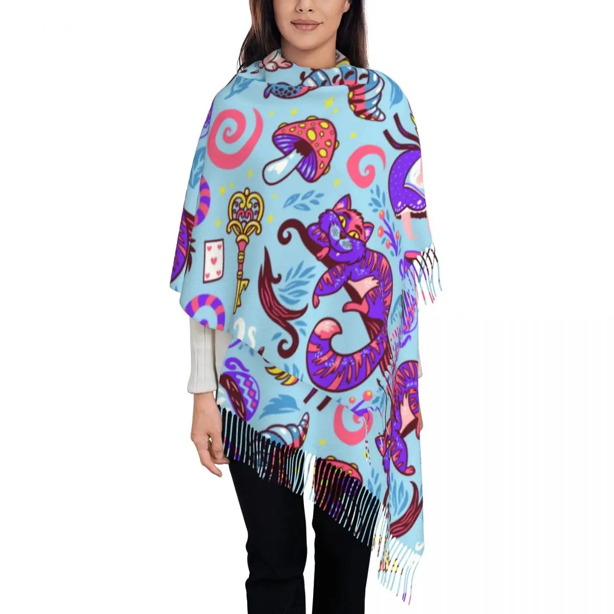 Custom Alice In Wonderland Tassel Scarf Women Winter Fall Warm Shawls Wraps Ladies Cheshire Cat Scarves
Custom Alice In Wonderland Tassel Scarf Women Winter Fall Warm Shawls Wraps Ladies Cheshire Cat Scarves