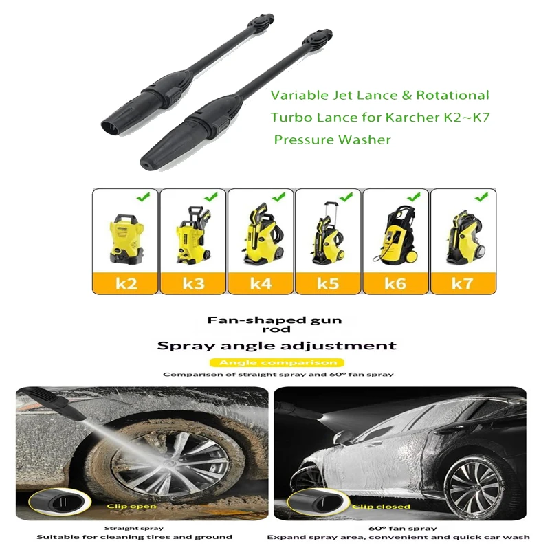 1pc Black High Pressure Spray Lance With Variable Nozzle And Turbo Nozzle For Karcher K2-K7 K Series Pressure Washer Accessories
1pc Black High Pressure Spray Lance With Variable Nozzle And Turbo Nozzle For Karcher K2-K7 K Series Pressure Washer Accessories