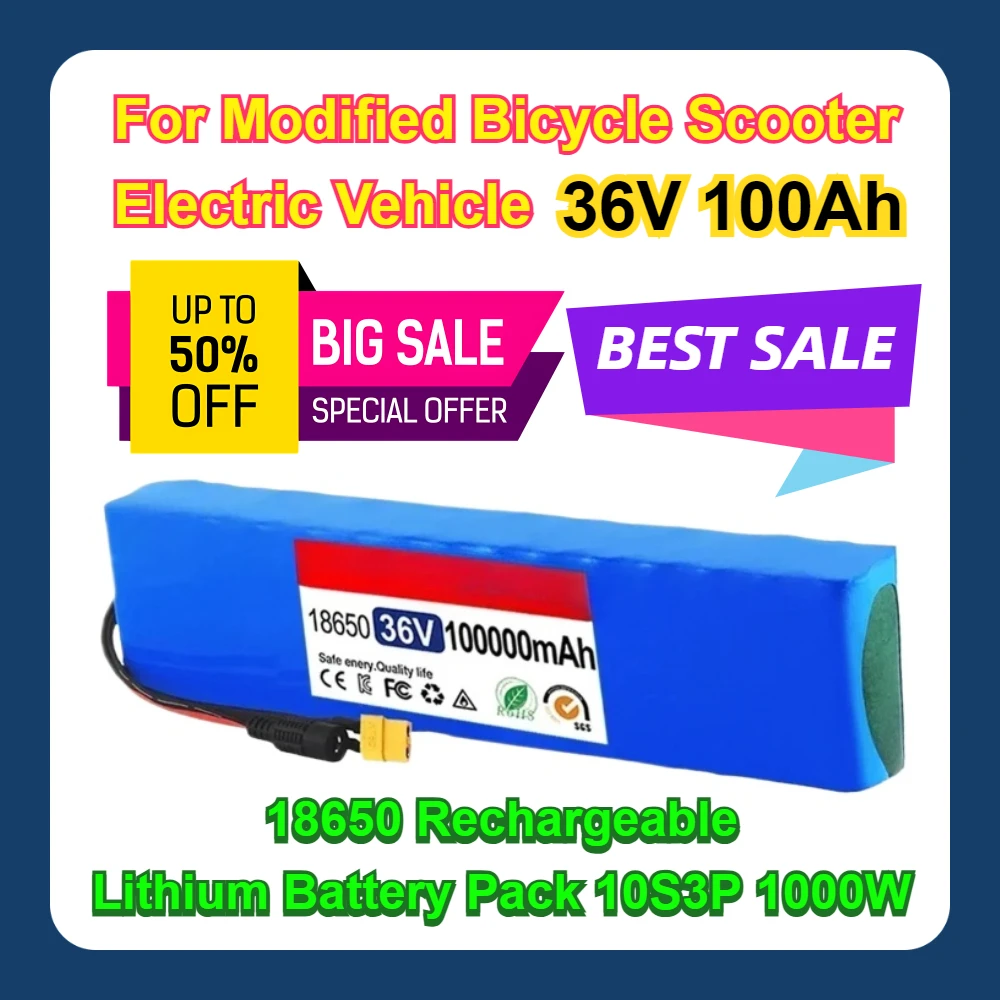 For Modified Bicycle Scooter Electric Vehicle 36V 100Ah 18650 Rechargeable Lithium Battery Pack 10S3P 1000W
For Modified Bicycle Scooter Electric Vehicle 36V 100Ah 18650 Rechargeable Lithium Battery Pack 10S3P 1000W