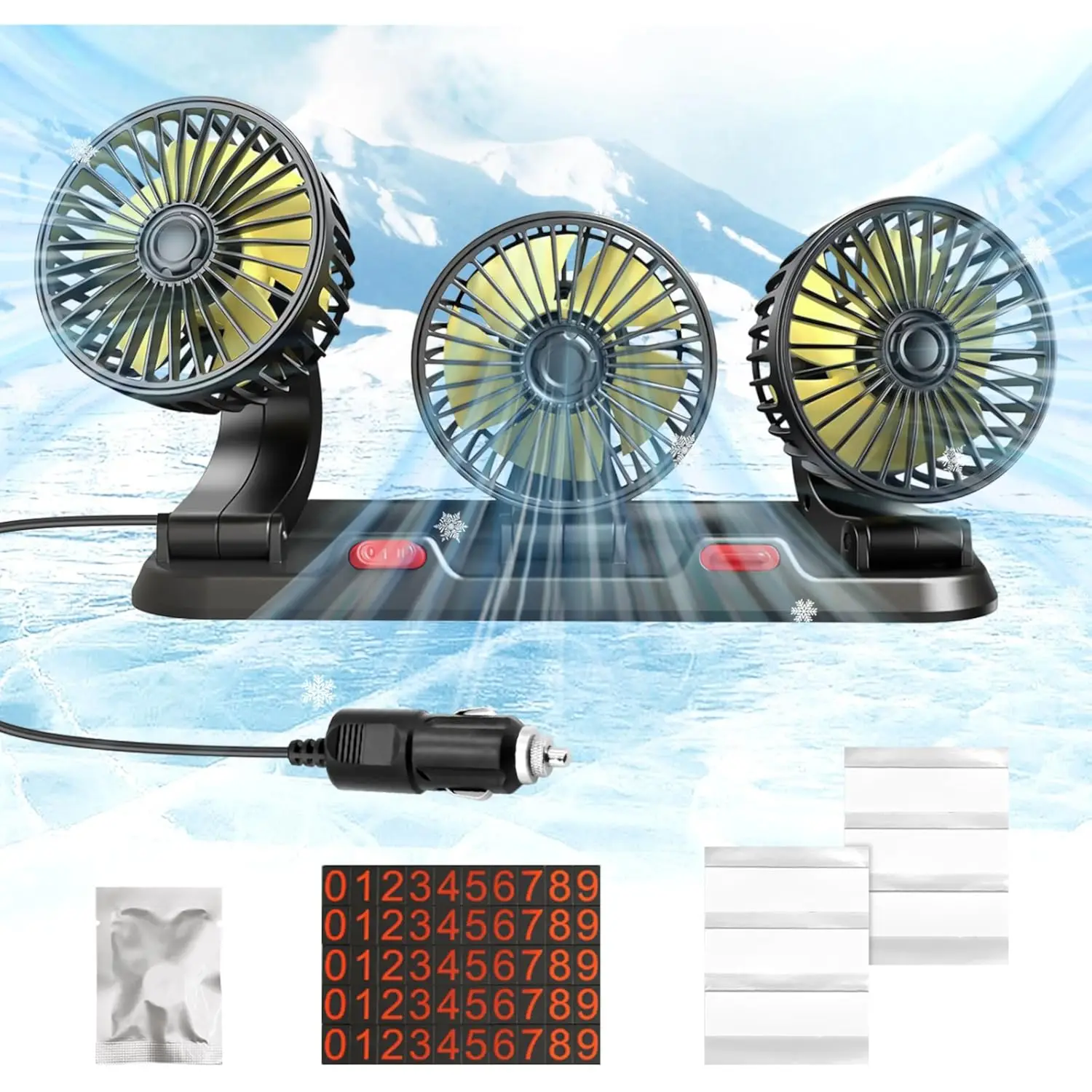 Portable 3-Head Car Cooling Fan - 2-Speed Adjustable, 360° Rotating, Cigarette Lighter Plug, Powerful Airflow for Vehicles, RVs
Portable 3-Head Car Cooling Fan - 2-Speed Adjustable, 360° Rotating, Cigarette Lighter Plug, Powerful Airflow for Vehicles, RVs